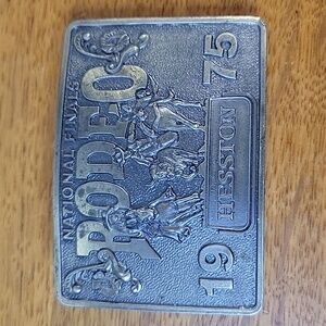 Vintage Brass Belt Buckle Hesston National Finals 1975 Limited Edition